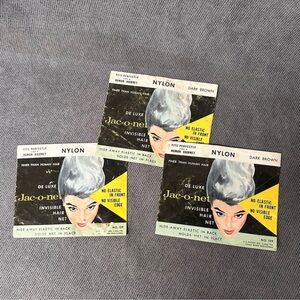 3 Vintage jac o net invisible hair net nylon